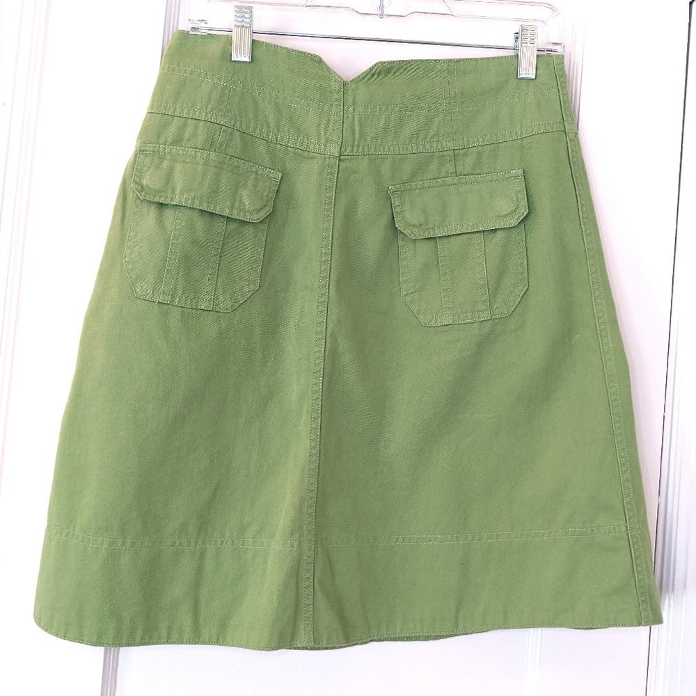 Vintage / Retro Cotton Canvas A Line Knee Length kirt w Cargo Style Back Pockets - Picture 2 of 6